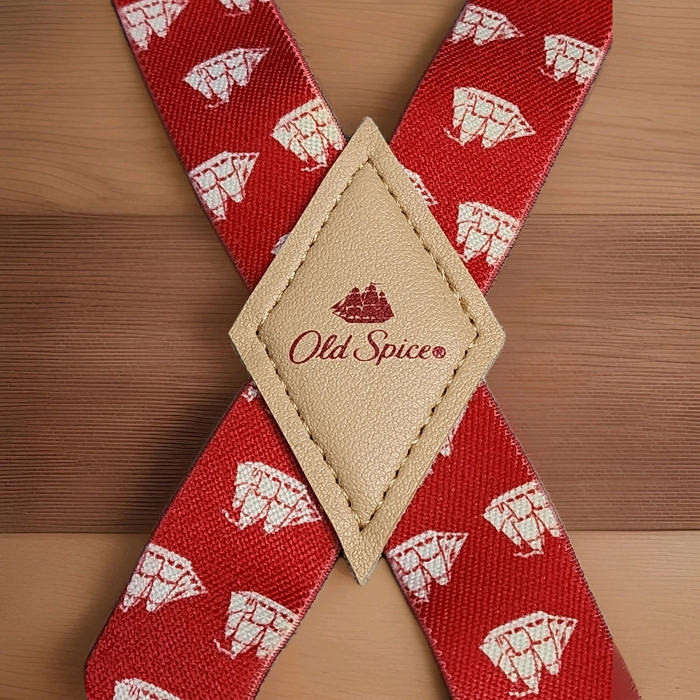 Old Spice Nautical Stretchy Red/White Belt Suspenders For Men One Size Fits All